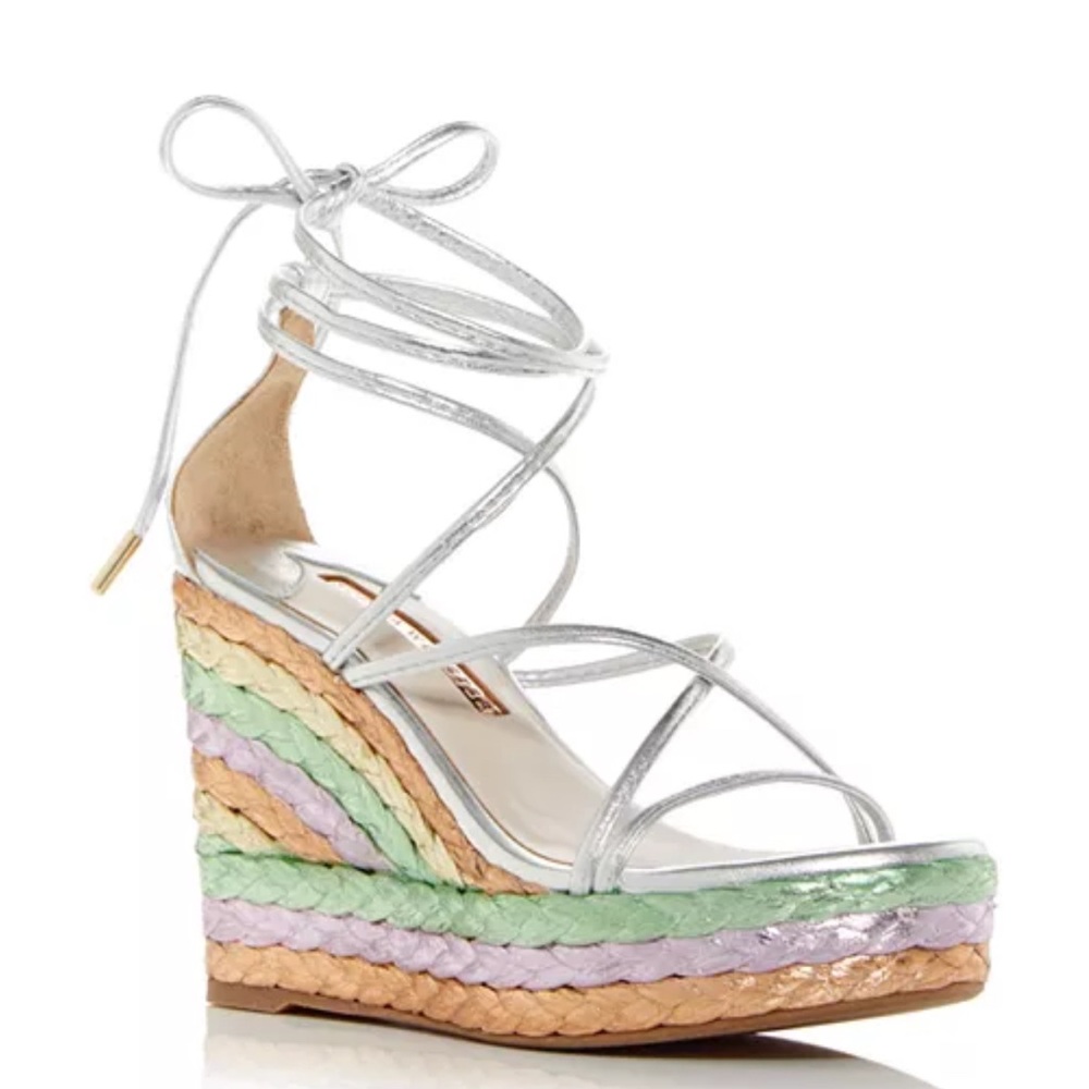 Sophia Webster Silver Multi-Color Wedge Sandals - NEW WITH TAGS